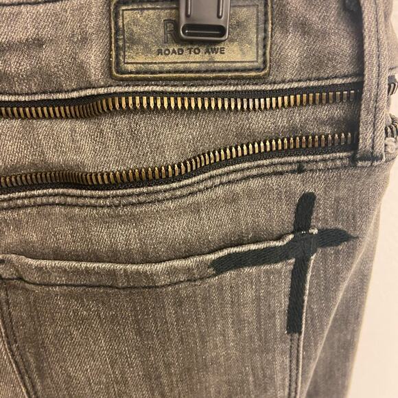 RtA Road to Awe Double Back Zip Jeans Perfect Grey Size 27 - Picture 11 of 11